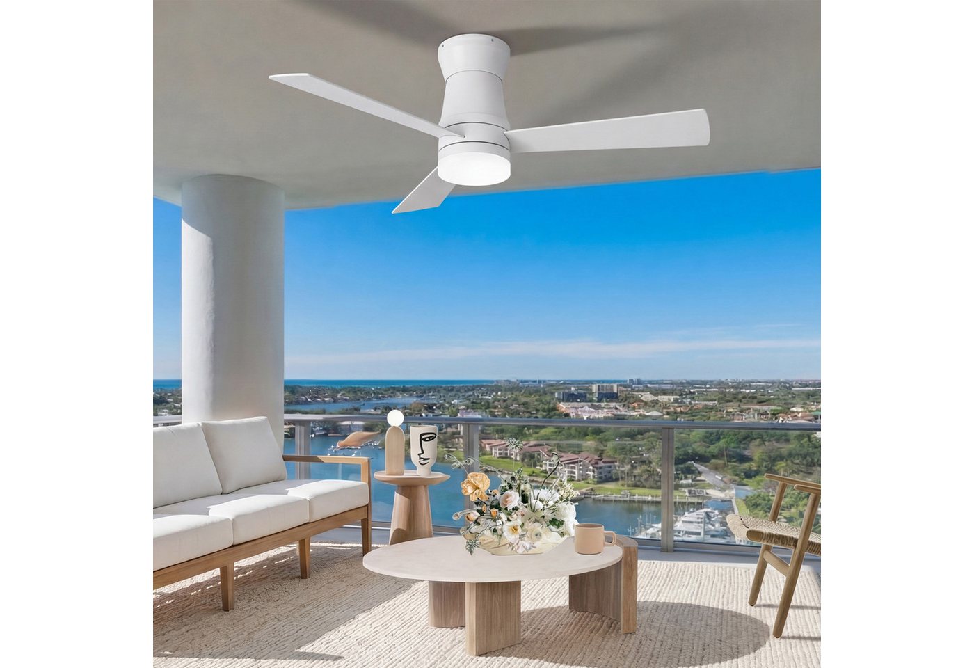 Furnishings Home Deckenventilator Ventilatorleuchte Deckenlampe mit Fernbedienung Leiser, 6 Stufen, 132 cm Durchmesser, DC Motor, Dimmbare LED, Sommer/Winterfunktion Bild 4