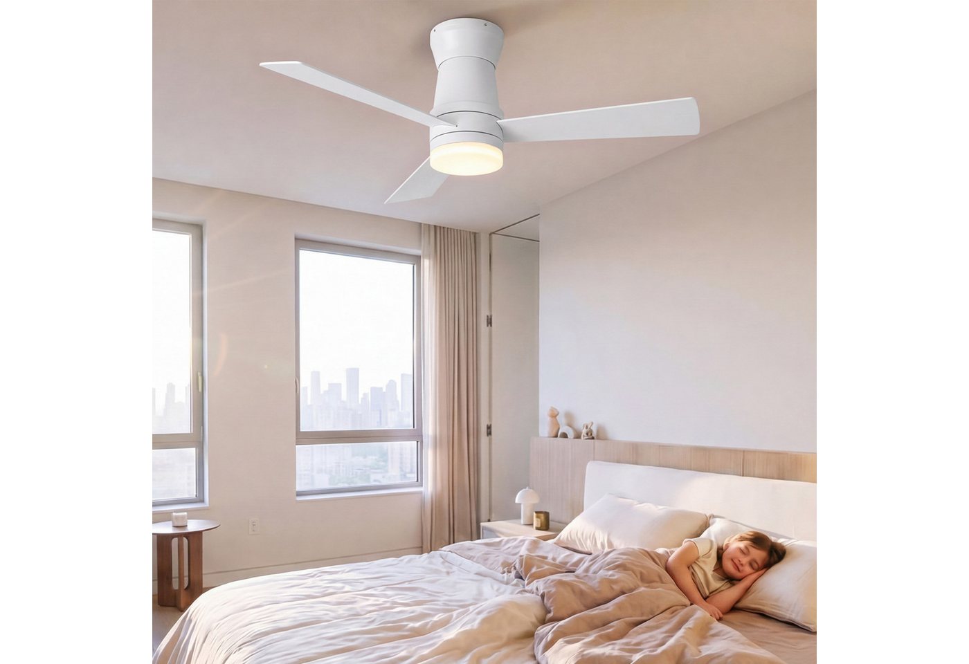 Furnishings Home Deckenventilator Ventilatorleuchte Deckenlampe mit Fernbedienung Leiser, 6 Stufen, 132 cm Durchmesser, DC Motor, Dimmbare LED, Sommer/Winterfunktion Bild 5