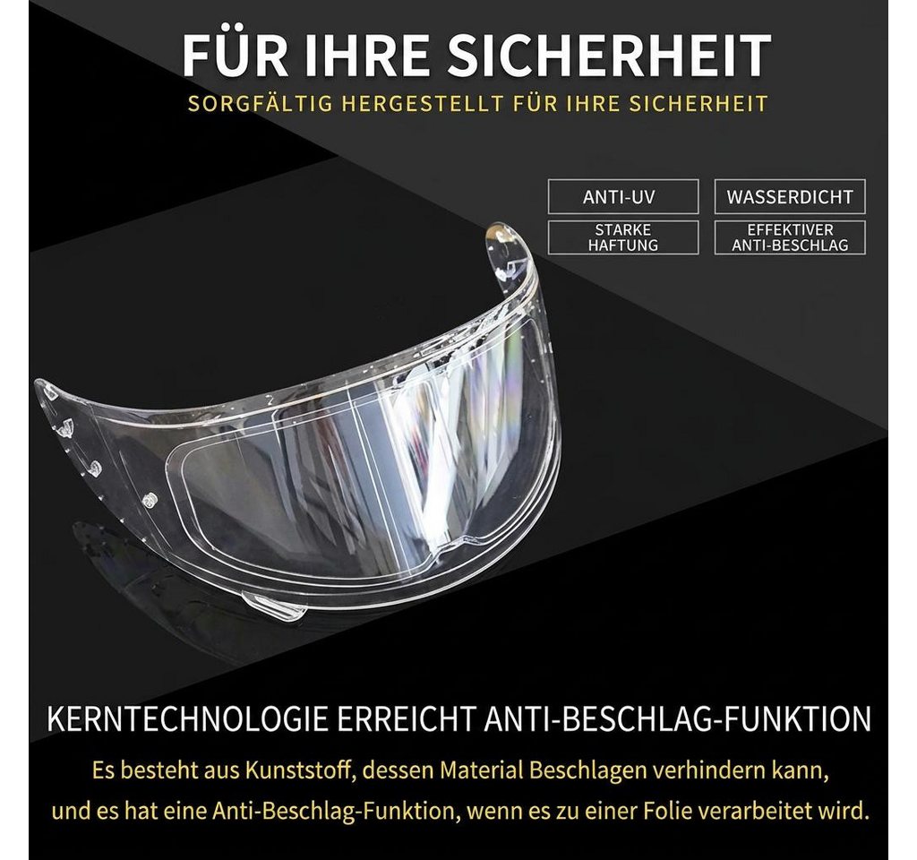 GarveeMore Motorradhelm Anti‑Beschlag‑Folie 26,5×9,8 cm für Motorradhelm‑Visier, optisch klar, zuschneidbar für die meisten Helme, Anti‑Beschlag Folie Motorradhelm Bild 4