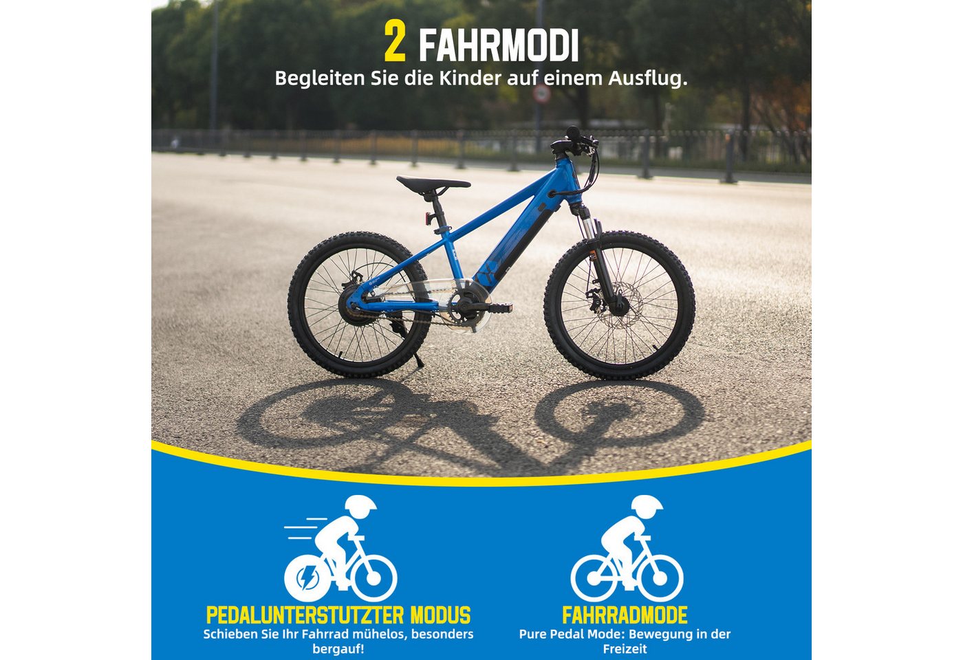 HILAND E-Bike 20/24 Zoll E‑Mountainbike 24V 250W Akku abnehmbar Kinder u. Erwachsene, Heckmotor, 124,8 Wh Bild 4