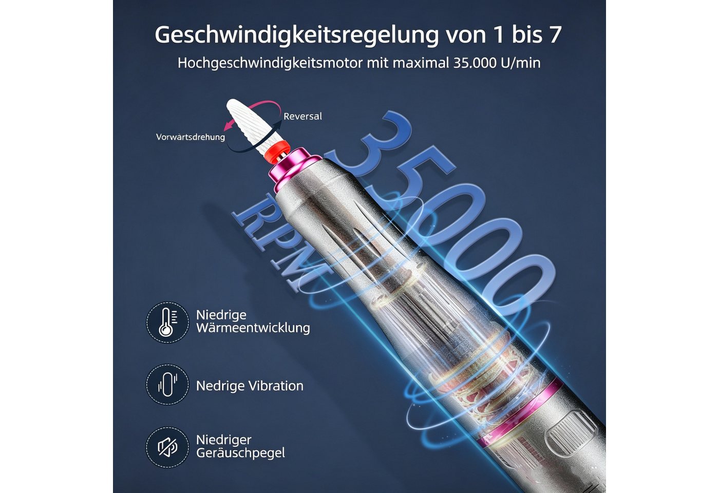 inschimmer Maniküre-Pediküre-Set Nagelfräser Kabellose Elektrische Nagelfeile 35000RPM für Gelnägel