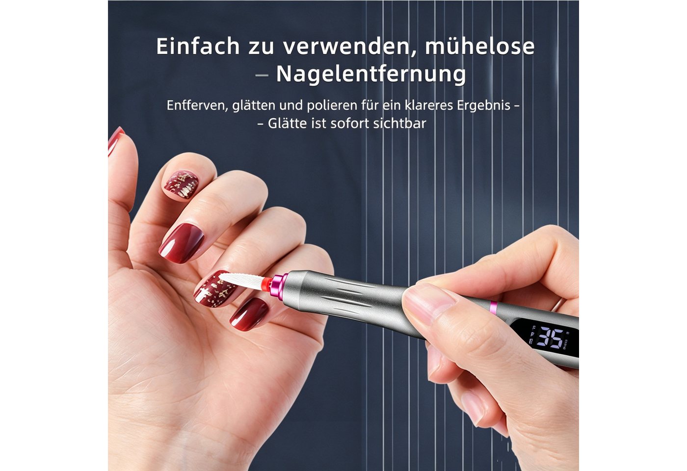 inschimmer Maniküre-Pediküre-Set Nagelfräser Kabellose Elektrische Nagelfeile 35000RPM für Gelnägel Bild 2