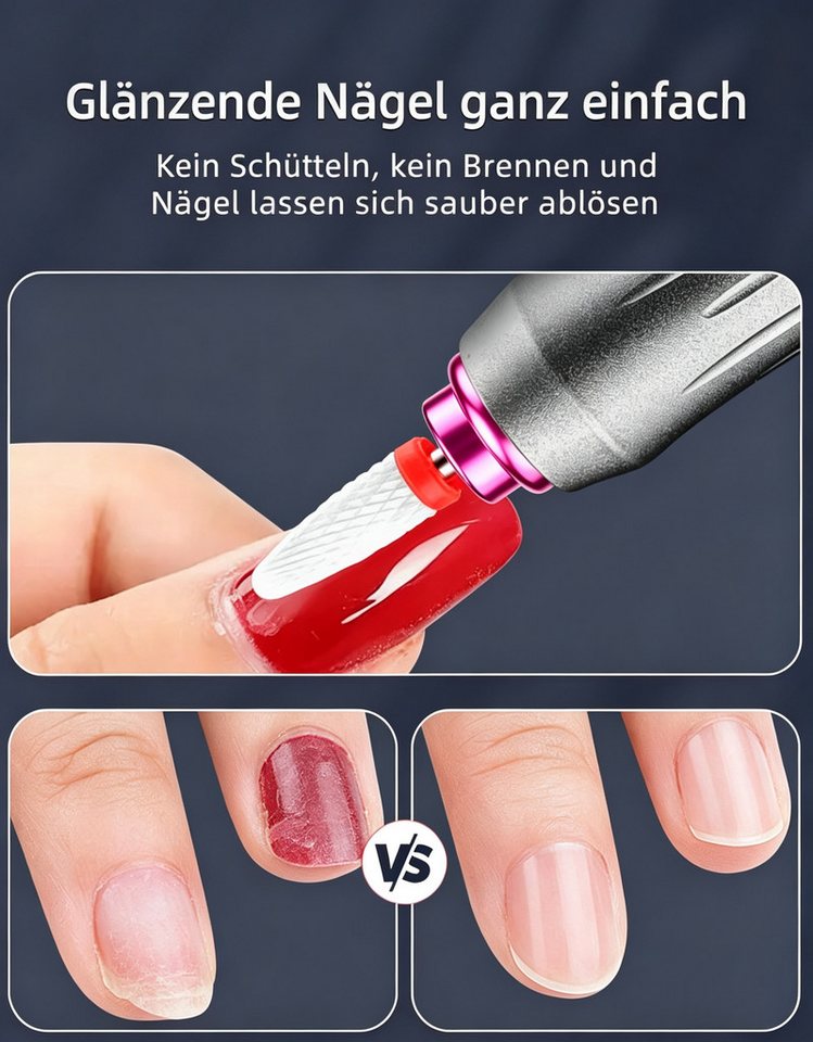 inschimmer Maniküre-Pediküre-Set Nagelfräser Kabellose Elektrische Nagelfeile 35000RPM für Gelnägel Bild 4