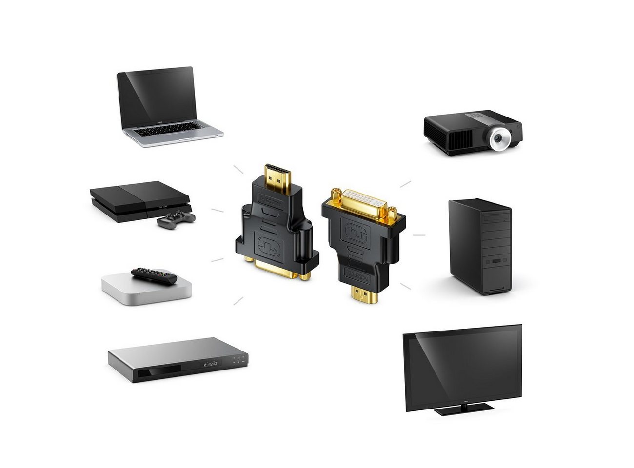 deleyCON deleyCON HDMI zu DVI Adapter - DVI Buchse zu HDMI Stecker HDMI-Kabel Bild 2