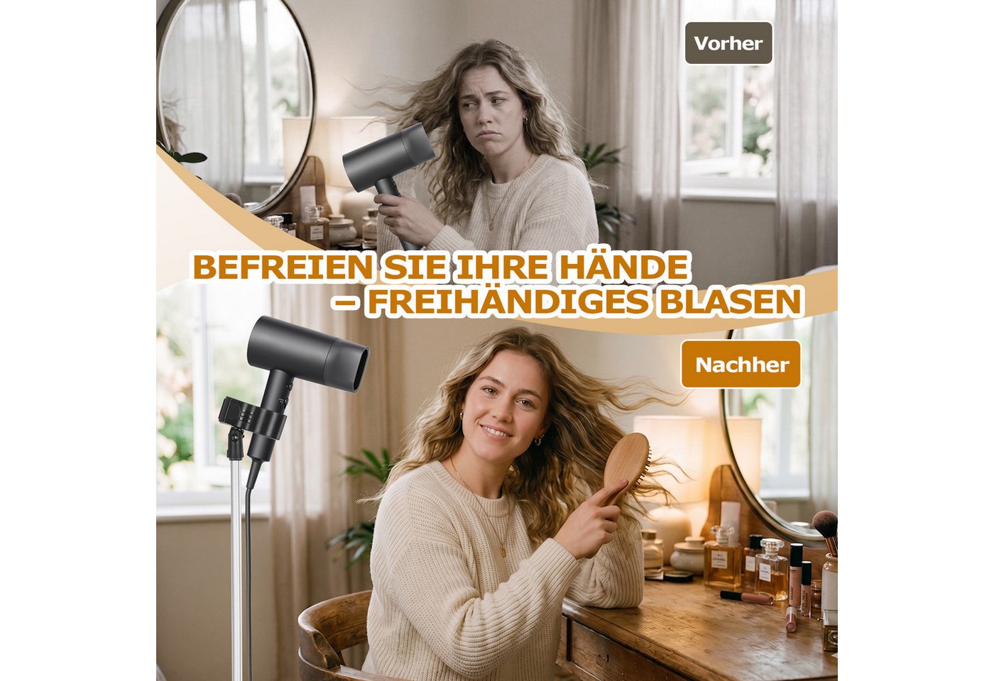 PRIISF Haartrockner Zubehör Haartrockner Ständerhalter Föhn Halterung Bodengebläse Halter, 75-150cm Höhenverstellbar Haartrocknerhalter Haartrockner-Klemmständer, freihändiges Haartrocknern Stand für Badezimmer Pflege Hunden Katzen Bild 5