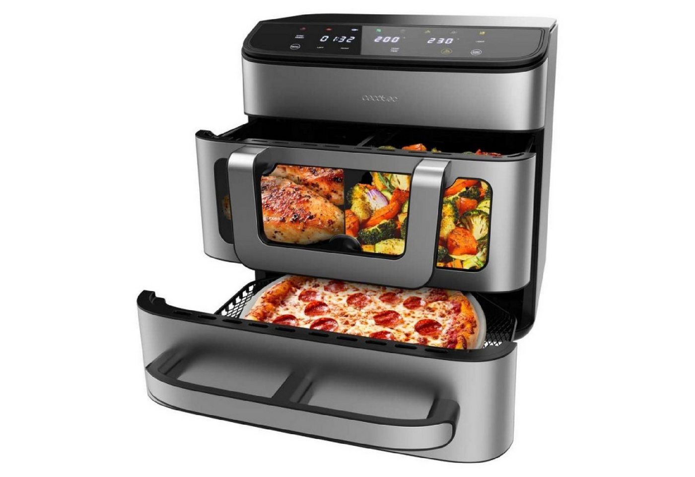Cecotec Heißluftfritteuse, 2700 W, Cecofry FoodCourt 18000 4Pizza