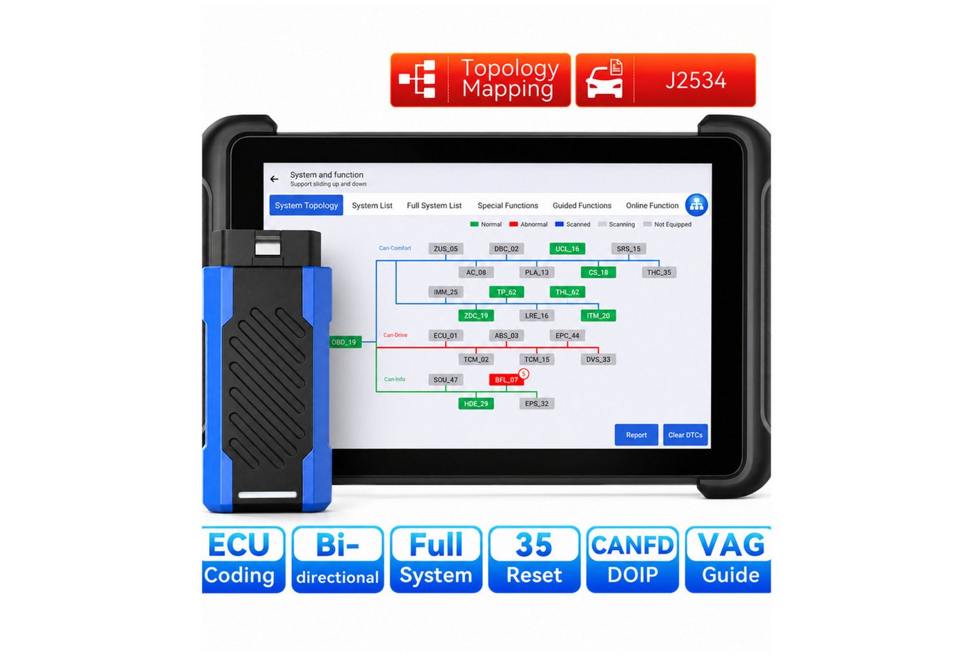MUCAR Kfz-Diagnosegerät Profi OBD2 Diagnosegerät J2534 ECU-Codierung 35+ Servicefunktionen, Komplett-Set, Profi-Set, Vollsystemdiagnose, J2534 Pass-Thru, ECU-Codierung Bild 4