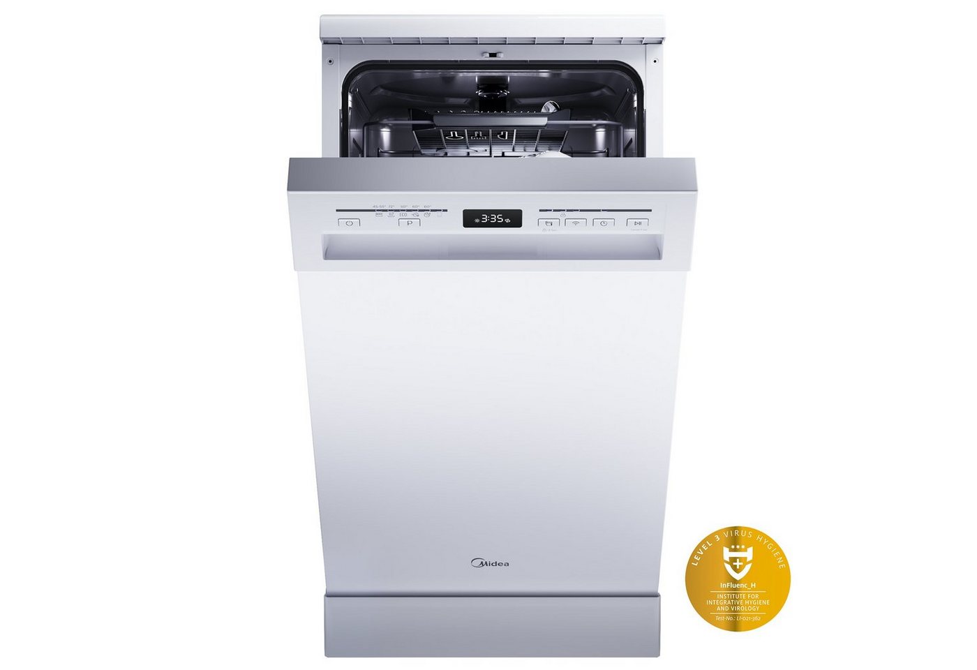 Midea Standgeschirrspüler Serie 5 SF 5.45NW10C, 10 Maßgedecke, 44dB, IOT, Golden Hygiene Certificate, 1-24H Delay Start, Half Loading Bild 5