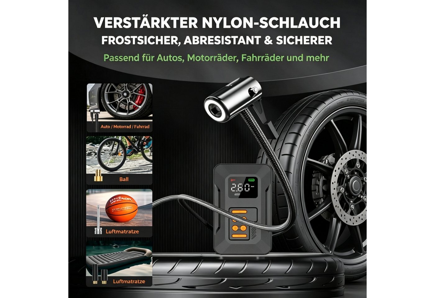Vornix Starthilfe Powerbank Auto 8000mAh(12V),4-in-1 Starthilfegerät Autobatterie-Ladegerät (Starthilfe Powerbank mit Luftkompressor) Bild 3