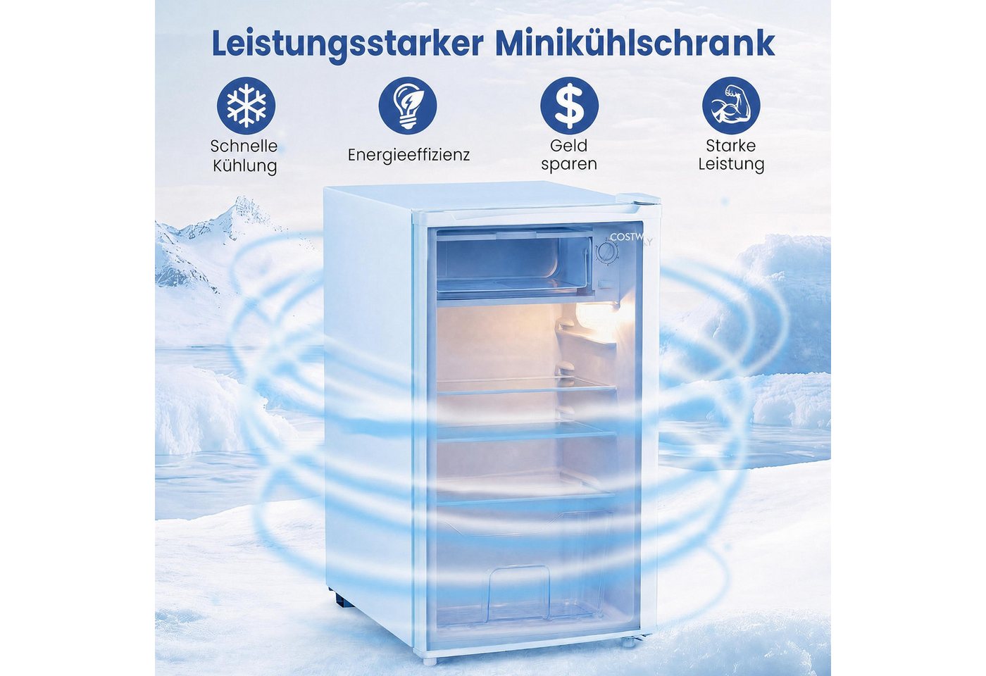 COSTWAY Kühlschrank FP11237DE/BC-98, 77.5 cm hoch, 44.5 cm breit, 98L, < 39dB