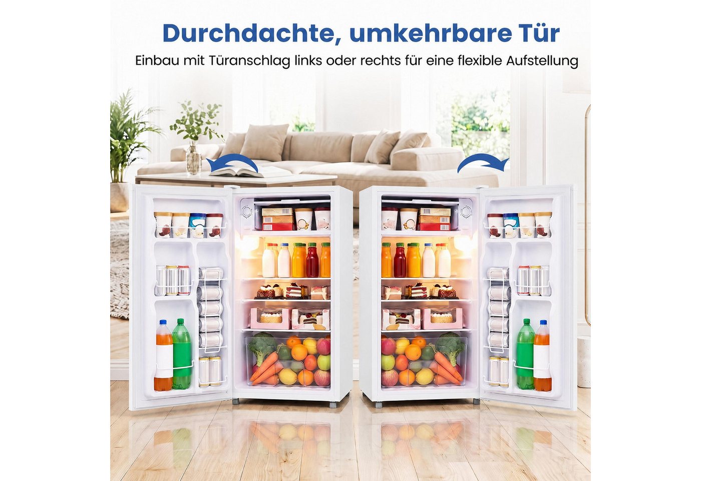 COSTWAY Kühlschrank FP11237DE/BC-98, 77.5 cm hoch, 44.5 cm breit, 98L, < 39dB Bild 4