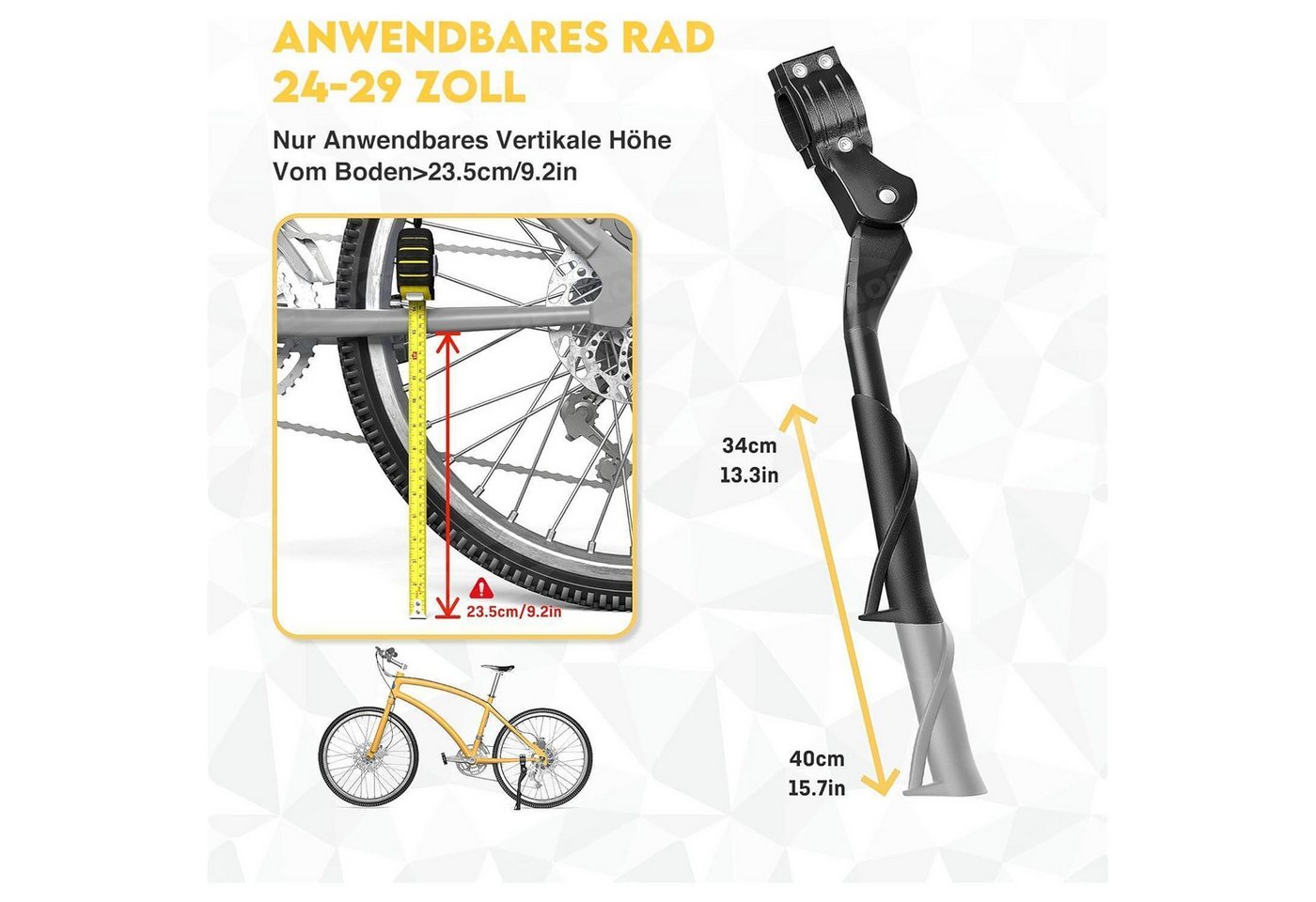 LuxusKollektion Fahrrad-Seitenständer Fahrradständer 24-29 Zoll, Höhenverstellbar, Last 35