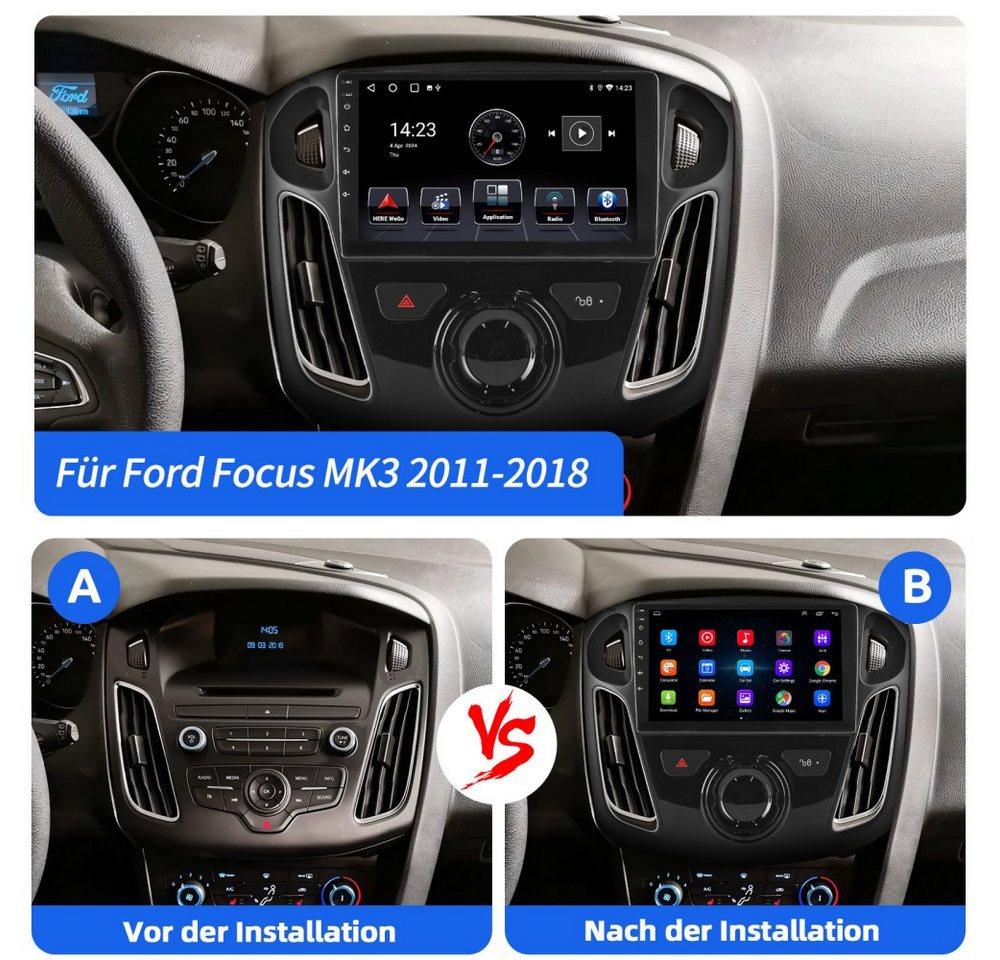 ESSGOO DAB+ 64G Carplay Für Ford Focus MK3 Autoradio 2DIN Android 15 GPS NAVI Autoradio (RDS, 4+64GB(optional), Digitalradio (DAB), FM, AM, Carplay Android Auto Bluetooth EQ USB GPS Navi WIFI Touchscreen) Bild 4