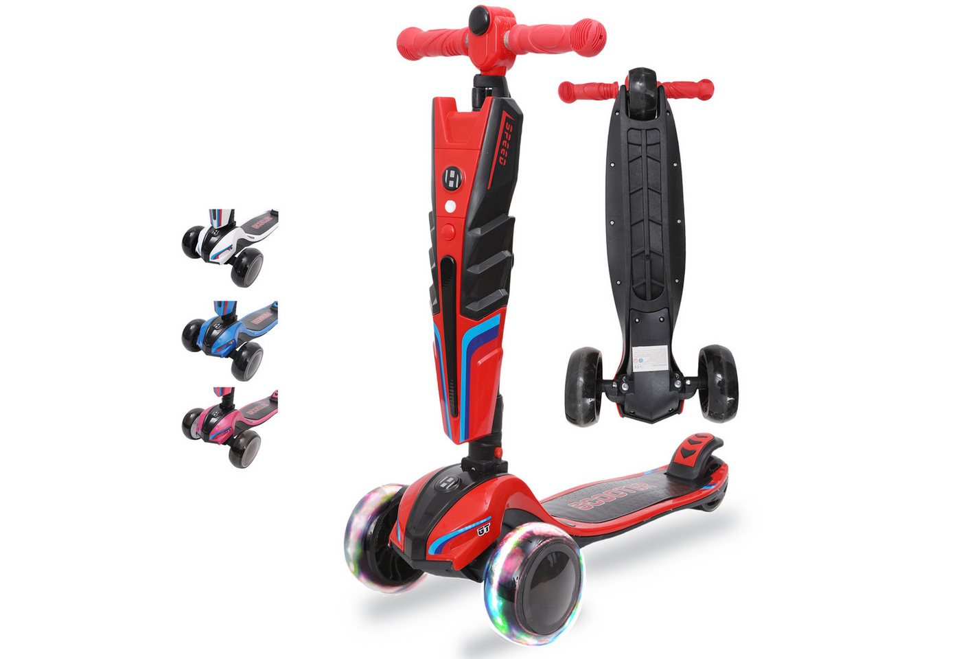 Habib Gruppe Dreiradscooter Kinderroller 3-10 Jahre Lenker höhenverstellbar bis 95 cm LED klappbar, Lenker bis 95 cm, LED-Räder, klappbar, bis 50 kg Bild 2