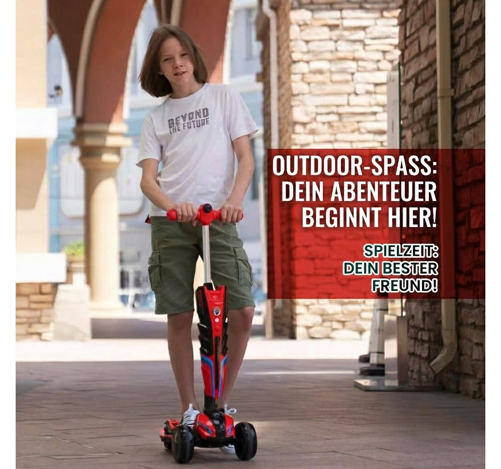 Habib Gruppe Dreiradscooter Kinderroller 3-10 Jahre Lenker höhenverstellbar bis 95 cm LED klappbar, Lenker bis 95 cm, LED-Räder, klappbar, bis 50 kg Bild 4