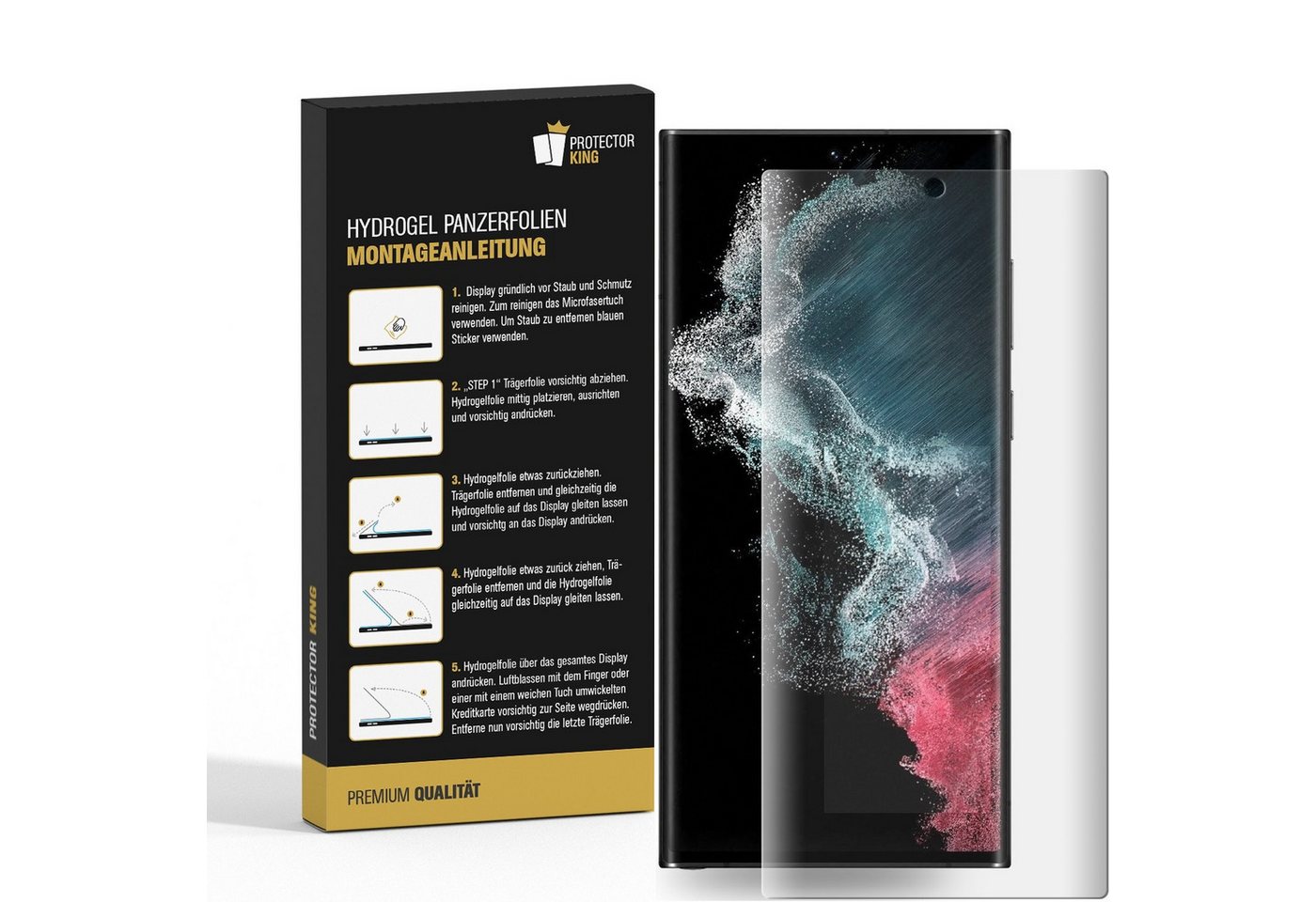 Protectorking Schutzfolie 2x Hydrogel-Glass für Samsung Galaxy S23 Ultra Selbstheilend für Micro, (2-Stück), Displayschutzfolie, Panzer Schutz, NANO ANTI-SHOCK HD KLAR Bild 2