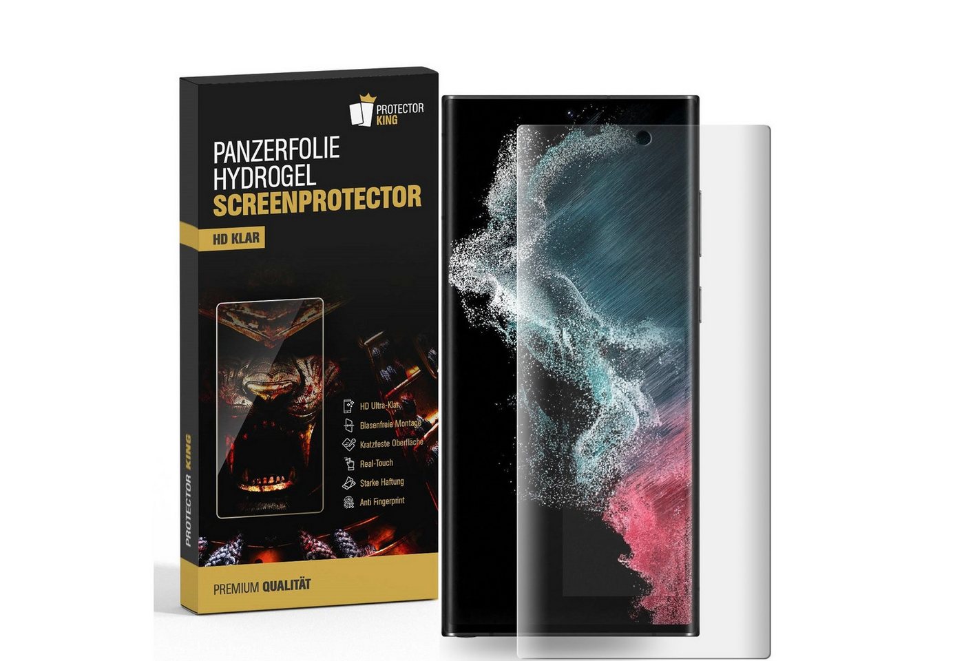 Protectorking Schutzfolie 2x Hydrogel-Glass für Samsung Galaxy S23 Ultra Selbstheilend für Micro, (2-Stück), Displayschutzfolie, Panzer Schutz, NANO ANTI-SHOCK HD KLAR Bild 3