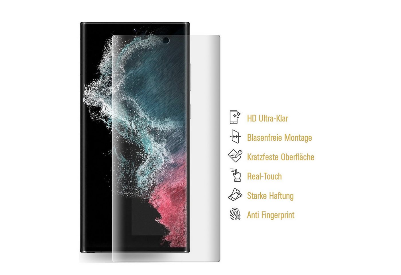 Protectorking Schutzfolie 2x Hydrogel-Glass für Samsung Galaxy S23 Ultra Selbstheilend für Micro, (2-Stück), Displayschutzfolie, Panzer Schutz, NANO ANTI-SHOCK HD KLAR Bild 4