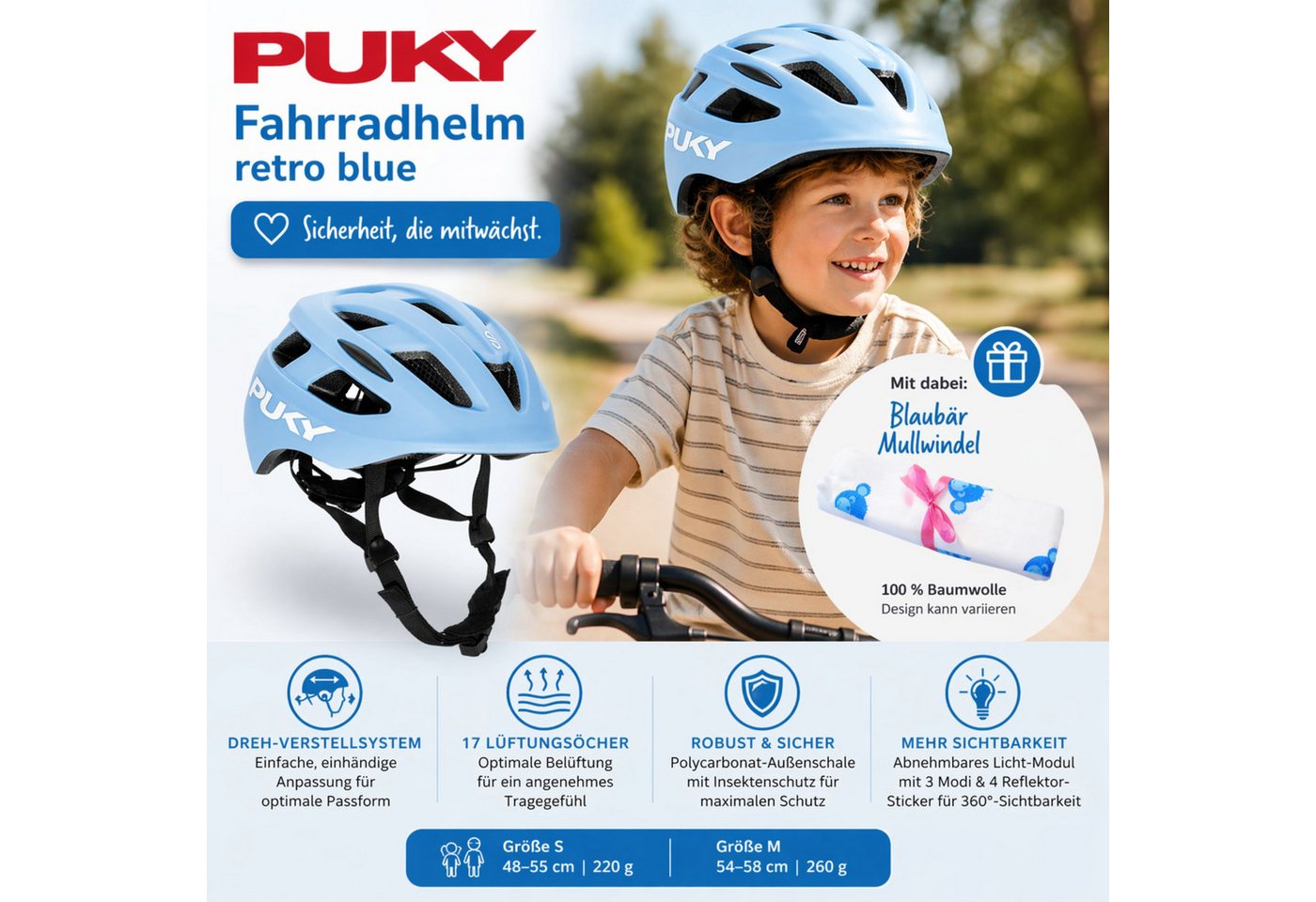 Kinderhaus Blaubaer Kinderhelm Fahrradhelm retro blue TOP Bild 5