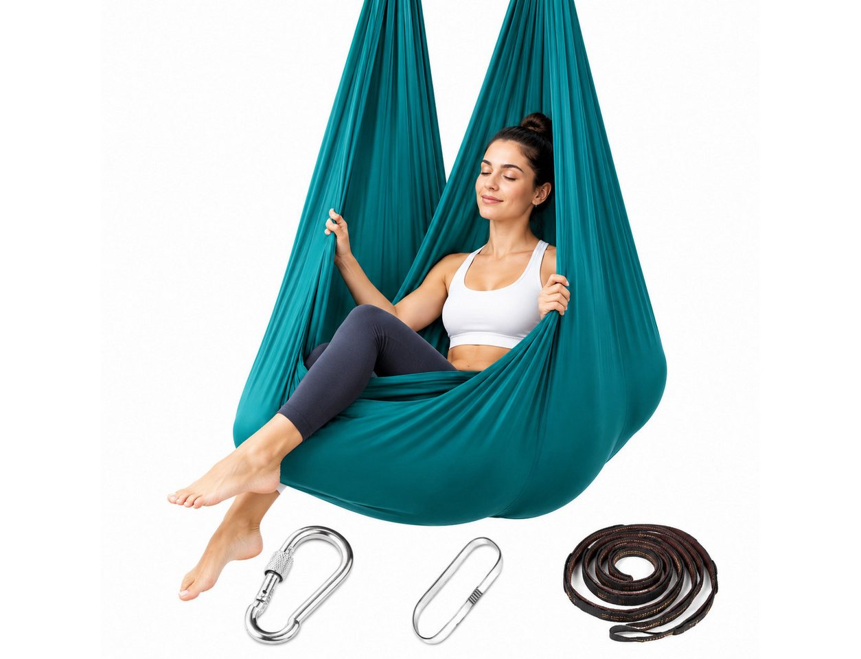 VEKROBOT Hängematte Aerial Yoga Hängematte 150x280 cm mit Aufhängung max Belastung 200 kg (Packung, 1 St., Die Höhe der Hängematte ist individuell einstellbar), Vielseitige und tragbare Hängematte Bild 4