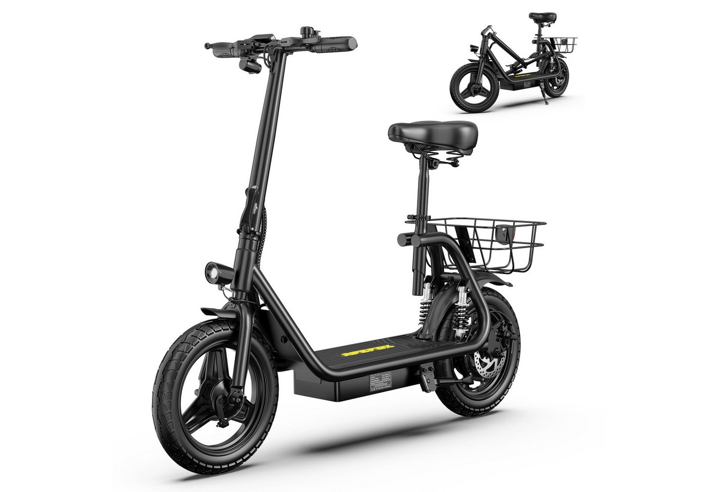 Vankel E-Scooter C14 E Scooter mit Sitz 500W 48V 15Ah 40km/h Elektroroller Korb, 500 W, Keine Straßenzulassung – ausschließlich auf Privatgelände verwenden Bild 2