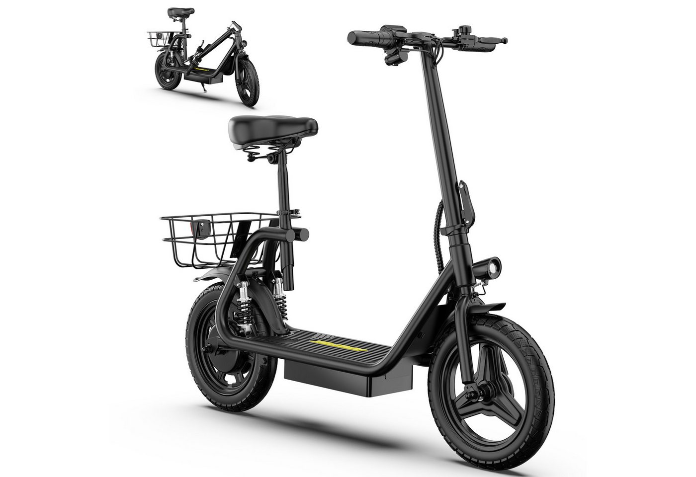 Vankel E-Scooter C14 E Scooter mit Sitz 500W 48V 15Ah 40km/h Elektroroller Korb, 500 W, Keine Straßenzulassung – ausschließlich auf Privatgelände verwenden Bild 5