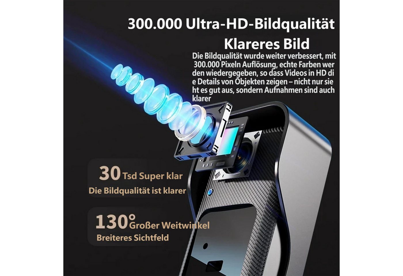 KINSI Video-Türsprechanlage Intelligente Video-Türklingel mit 4,3-Zoll-Innenmonitor (Komplettset aus Außenklingel + Innenmonitor, Nachtsicht,130° Weitwinkel,bidirektionaler Audiokommunikation) Bild 2
