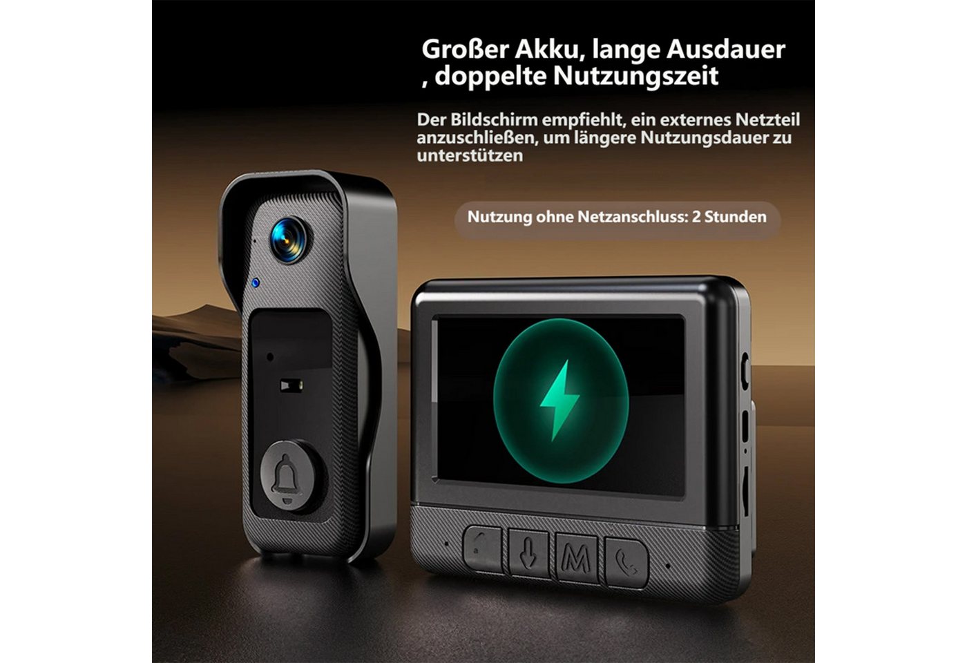 KINSI Video-Türsprechanlage Intelligente Video-Türklingel mit 4,3-Zoll-Innenmonitor (Komplettset aus Außenklingel + Innenmonitor, Nachtsicht,130° Weitwinkel,bidirektionaler Audiokommunikation) Bild 3