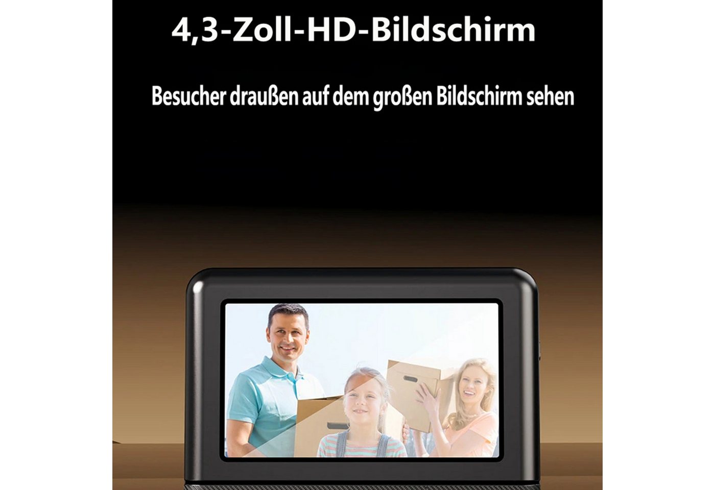 KINSI Video-Türsprechanlage Intelligente Video-Türklingel mit 4,3-Zoll-Innenmonitor (Komplettset aus Außenklingel + Innenmonitor, Nachtsicht,130° Weitwinkel,bidirektionaler Audiokommunikation) Bild 4