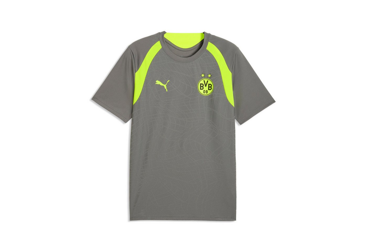 PUMA Fußballtrikot BVB TRAINING JERSEY mit sportlichem Stil, Kurzarmdesign, gemusterte Optik, Slim Fit