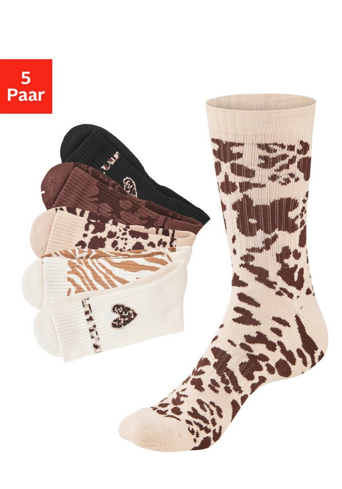 Buffalo Tennissocken Damen Fußfrottee Sportsocken, modisch (Packung, 5-Paar, Gr. 35-38 bis 39-42) in unterschiedlichen Animal Muster Designs Bild 5