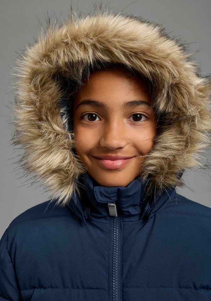 KangaROOS Outdoorjacke Winterjacke mit Fellkragen und reflektierenden KangaROOS Logo-Print Warme Jacke mit breitem Ripp-Bund, Kapuzenfütterung Bild 5