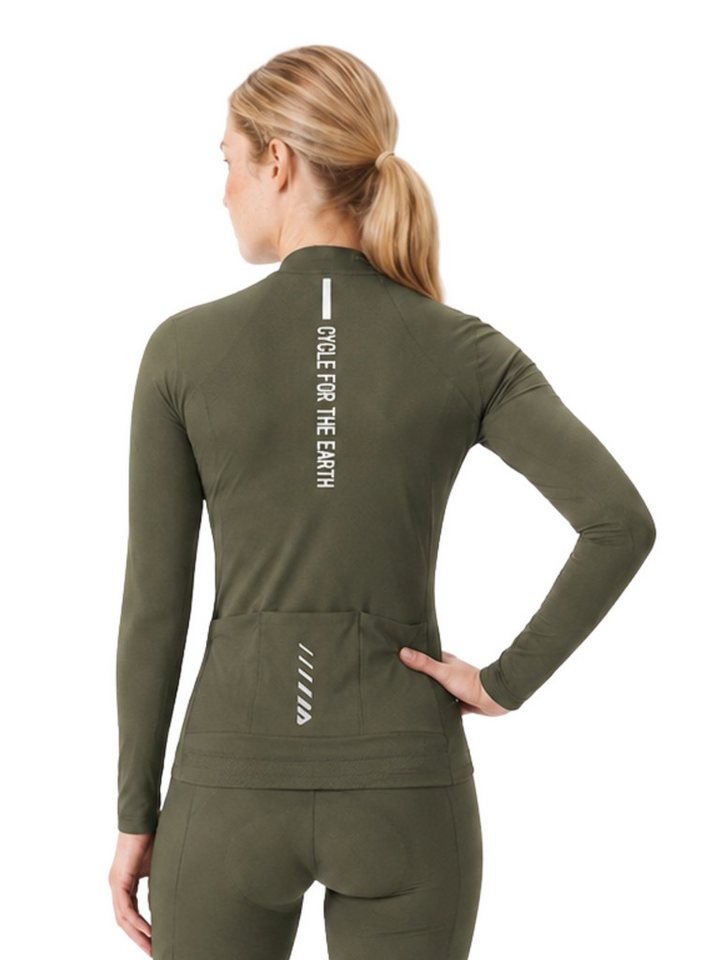 Wulibike Radtrikot Damen, Langarm Comfort-Fit, 4 Taschen & Reflektoren, Blaugrau (1-tlg) mit 3 Taschen Bild 2