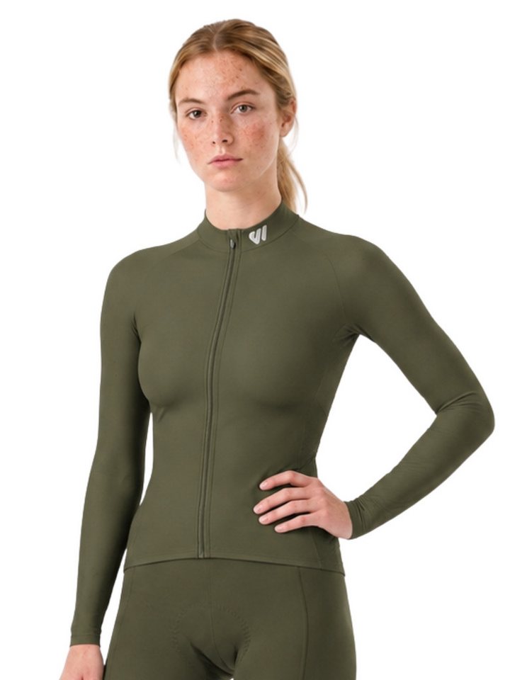 Wulibike Radtrikot Damen, Langarm Comfort-Fit, 4 Taschen & Reflektoren, Blaugrau (1-tlg) mit 3 Taschen Bild 3