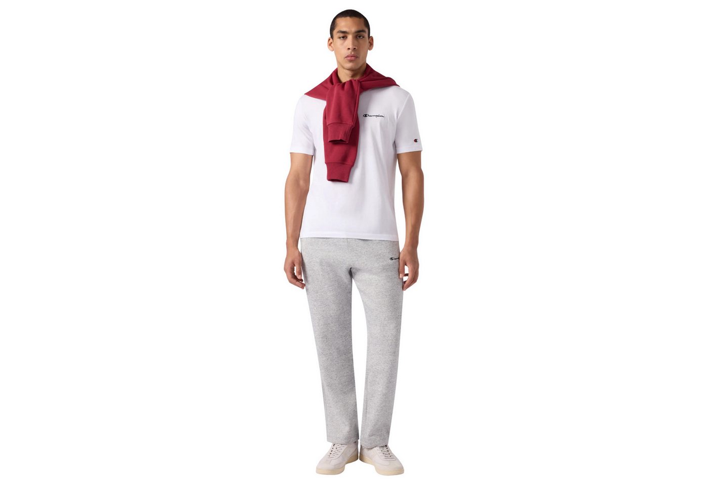 Champion Trainingshose Icons Herren Fleece-Hose mit geradem Saum Hellgrau Bild 3
