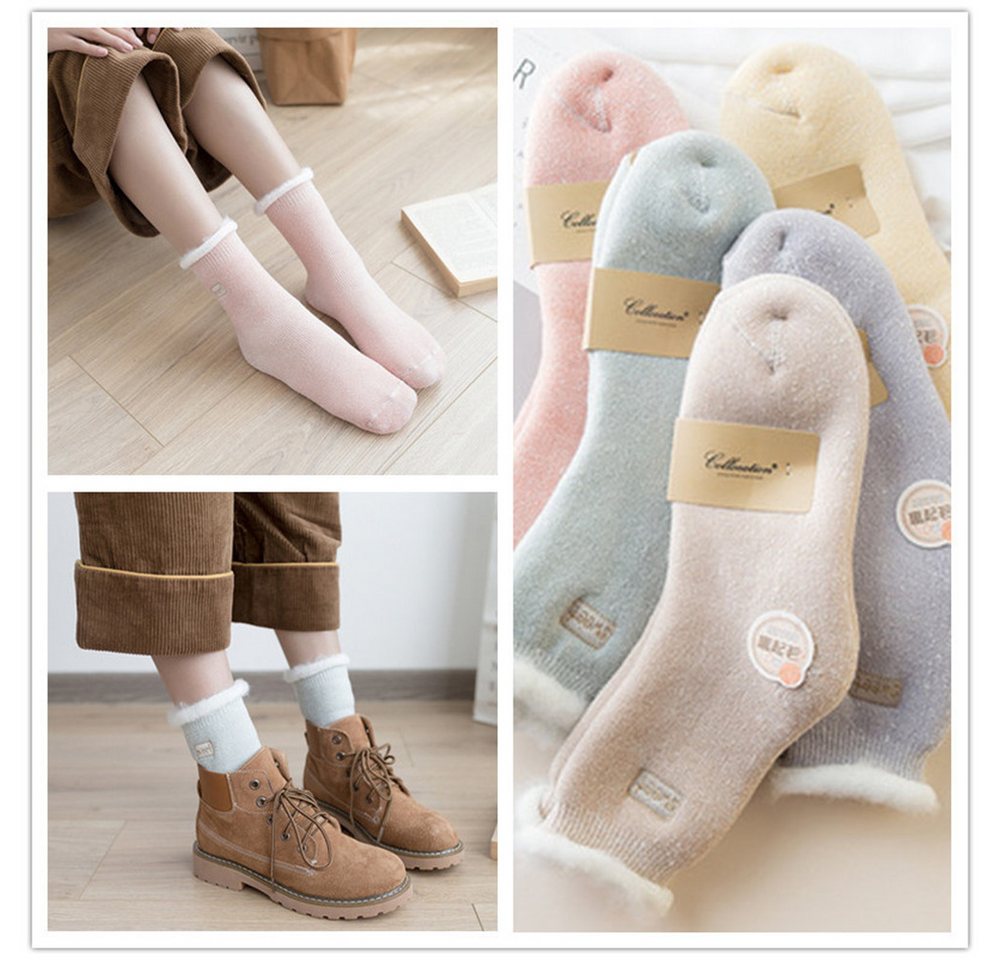 Coonoor Thermosocken Damen Thermosocken Kuschelsocken Winter Warme Dicke Süß Haussocken (2-Paar)