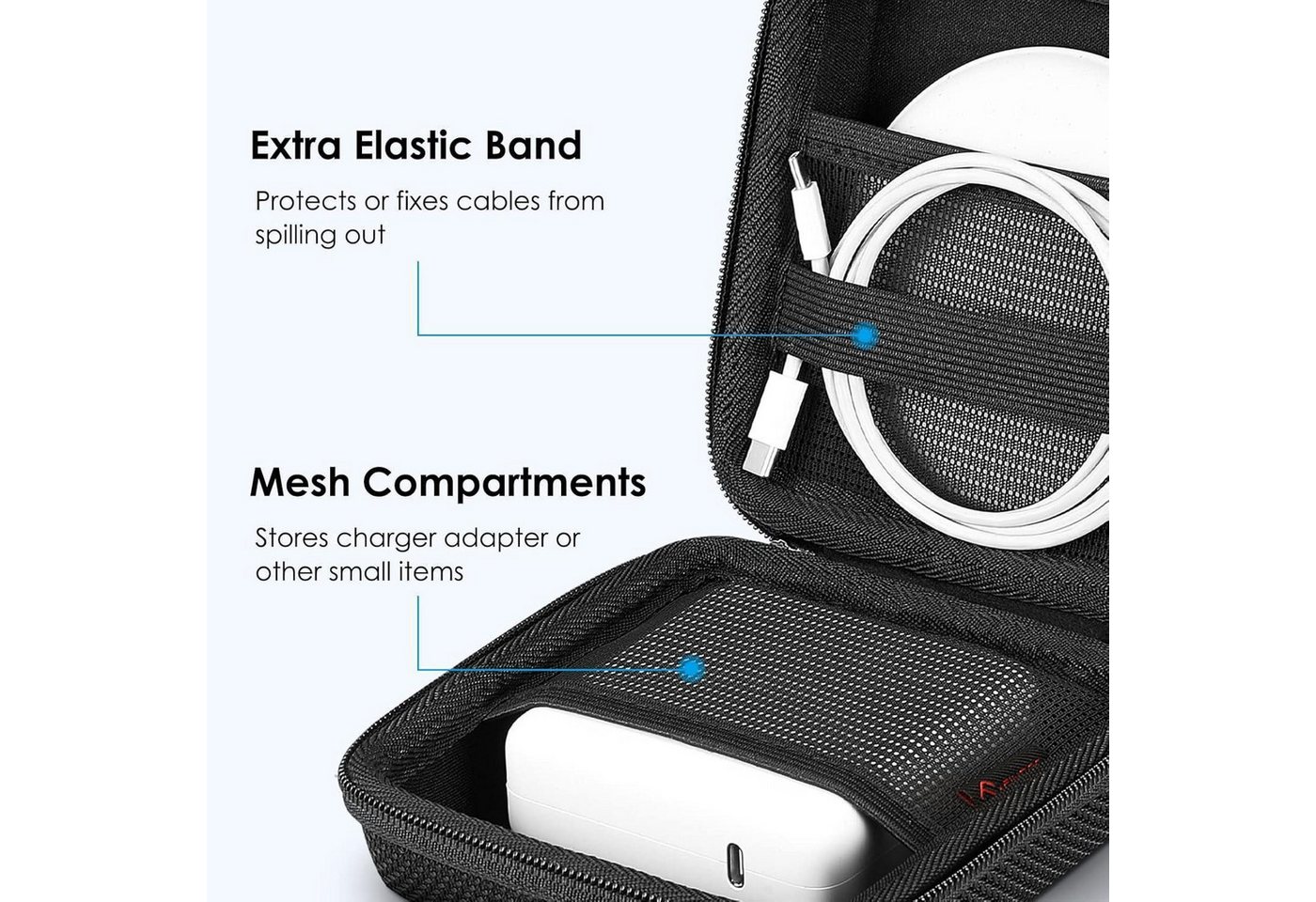 LuxusKollektion Taschenorganizer Hartschalen Tasche für MacBook Ladegerät und Zubehör Schwarz