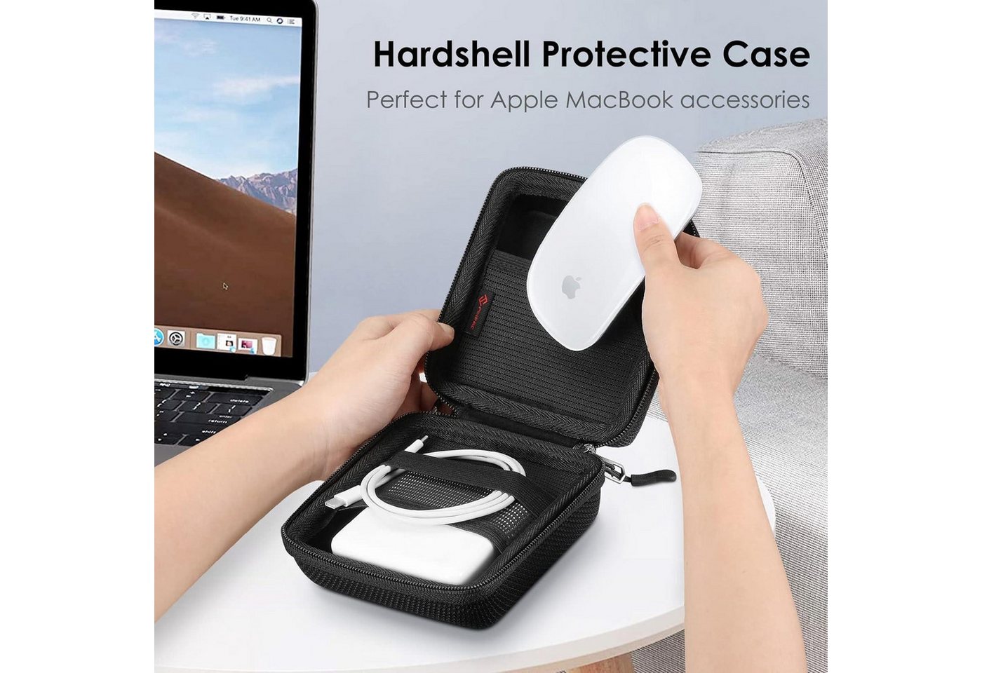LuxusKollektion Taschenorganizer Hartschalen Tasche für MacBook Ladegerät und Zubehör Schwarz Bild 5