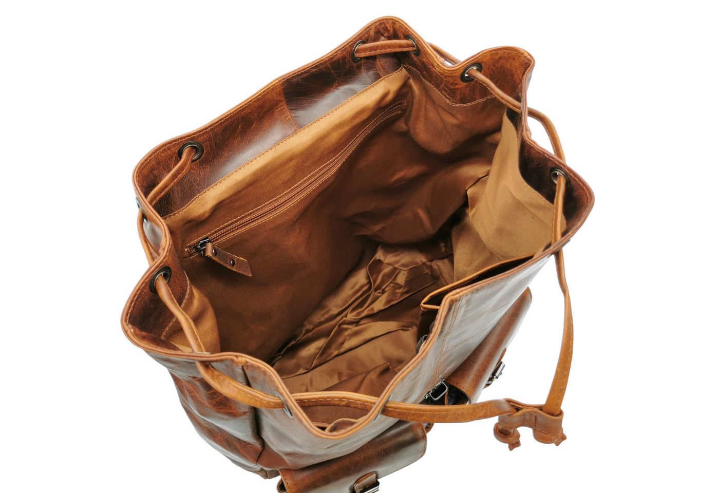 Ella Eisvogel Reiserucksack XXL Rucksack mit Überschlag, Büffel Pull-Up Vintage Leder, geölt & gewachst Bild 2