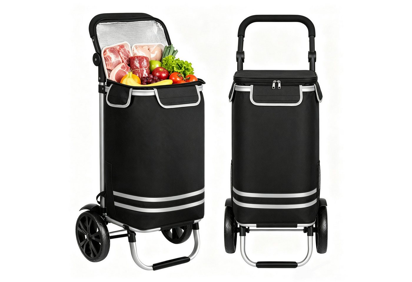 Oak&Tea Einkaufstrolley 3 in 1 Klappbarer Einkaufswagen mit Kühlfach, 67 l, Faltbarer Transportwagen, Wasserdicht, Rucksackfunktion bis 60KG Bild 4