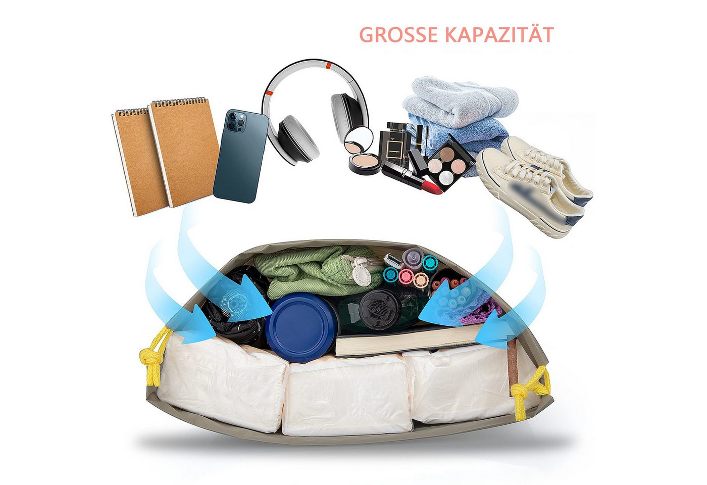 Coonoor Turnbeutel Kordelzugbeutel, 8er-Pack, wasserdichte Beutel, Kulturbeutel (8-tlg), mit Kordelzug, faltbare Kordelzugbeutel Bild 2