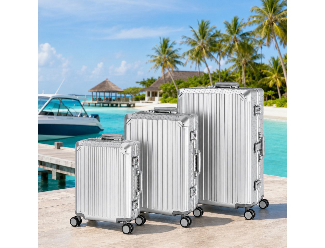 Travelhouse Kofferset 100% Aluminium TOKYO - verschiedene Farben, 4 Rollen, (3 tlg., S+M+XL), mit stabilem Aluminium-Gehäuse und verstärkten Ecken Bild 2