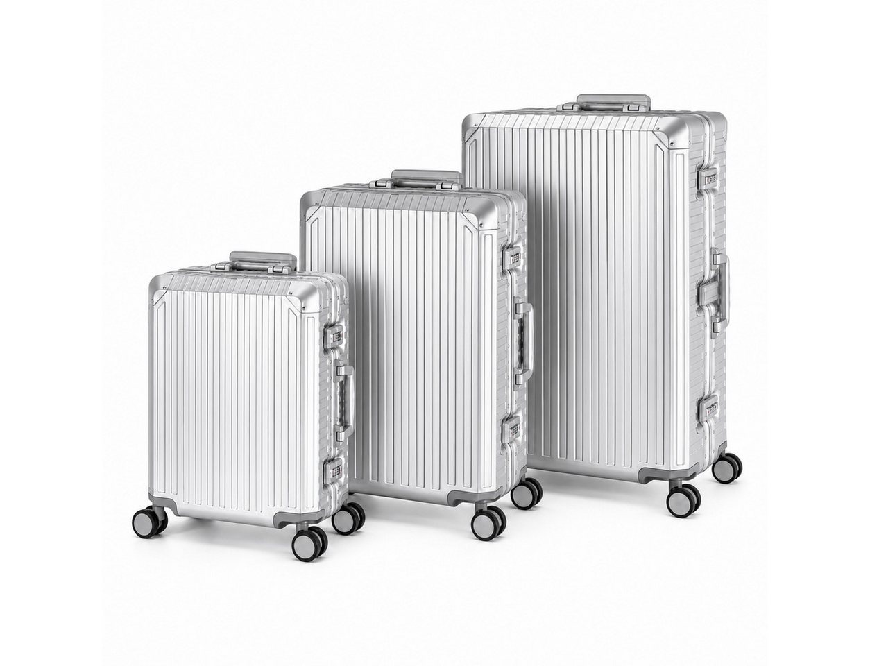 Travelhouse Kofferset 100% Aluminium TOKYO - verschiedene Farben, 4 Rollen, (3 tlg., S+M+XL), mit stabilem Aluminium-Gehäuse und verstärkten Ecken Bild 3