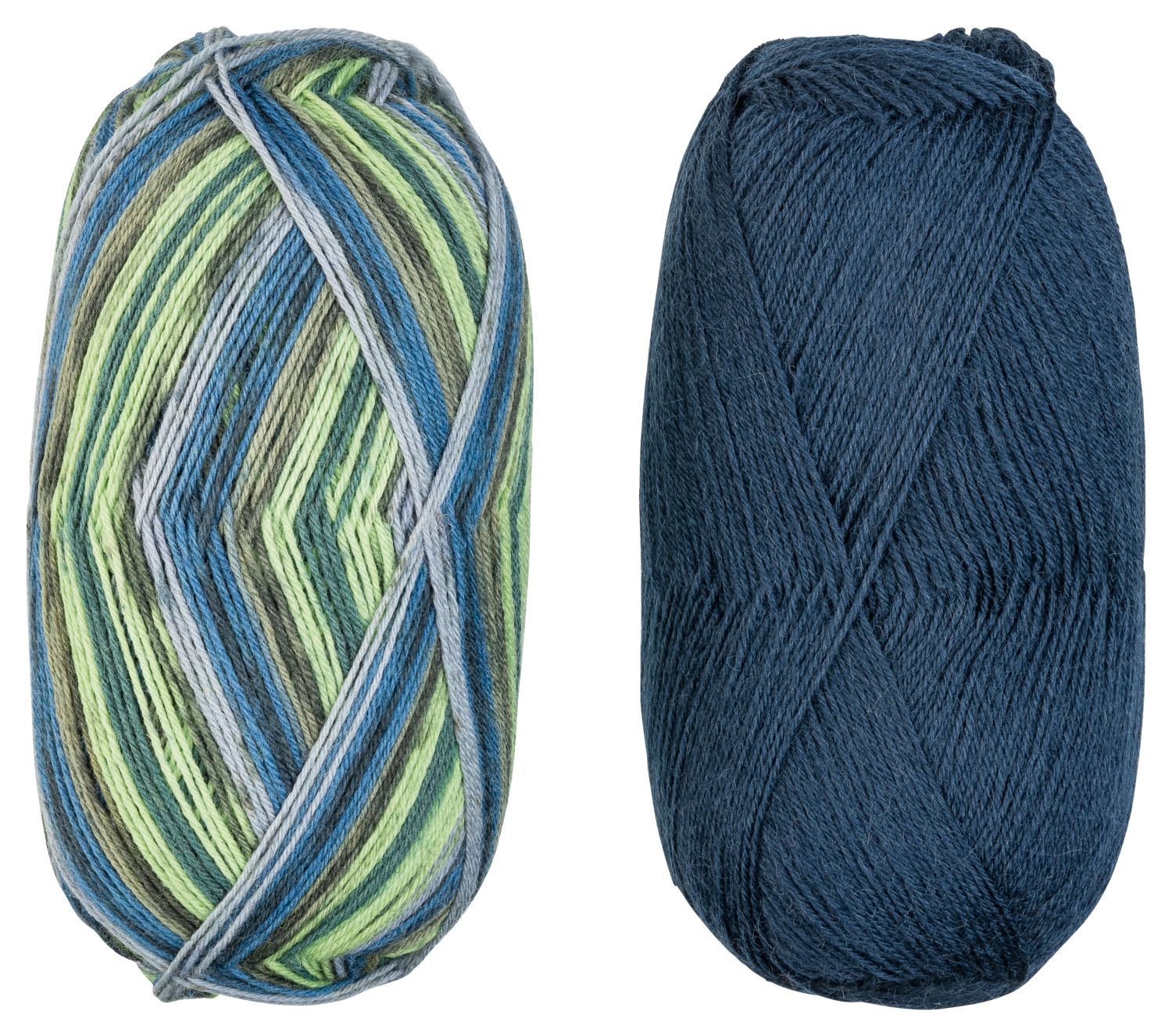 CRELANDO® 4-fädige Sockenwolle „Anika“ / 6-fädige Sockenwolle „Verena"" / Flausch-Sockengarn „Celina“ (Anika/grün/blau)