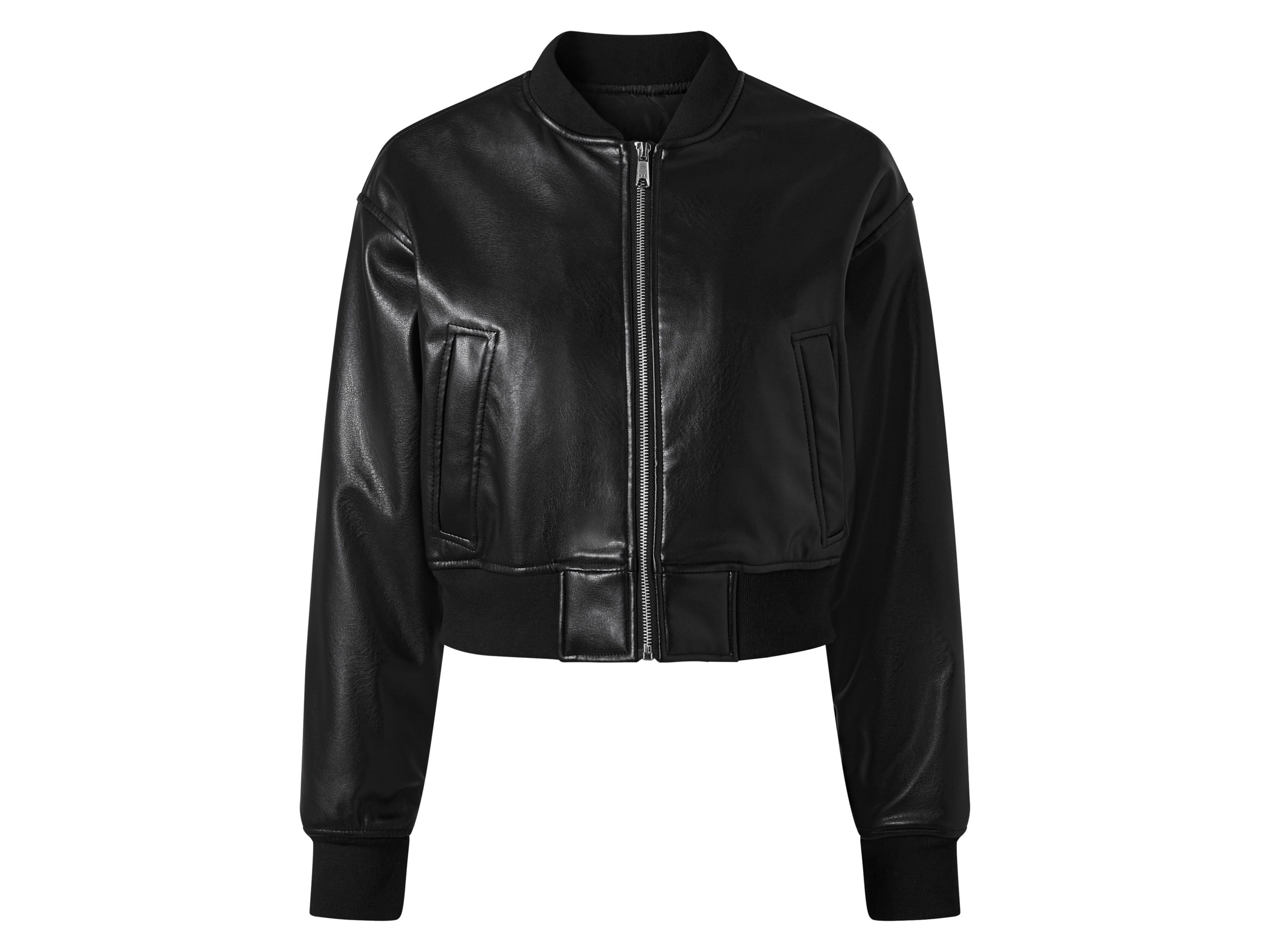 ESMARA® Damen Bikerjacke / Bomberjacke, in modischer Lederoptik (schwarz/Struktur, 34) Bild 2