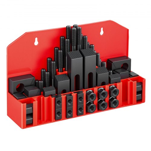 VEVOR Spannpratzen Set 58-tlg. 5/8"-T-Nut 1/2"-13-Gewindebolzen Wandhalter, für Bridgeport-& Standard-Fräsmaschinen, Bohrmaschinen, Wärmebehandelt & Präzisionsgeschliffen, flexible Höhenverstellung