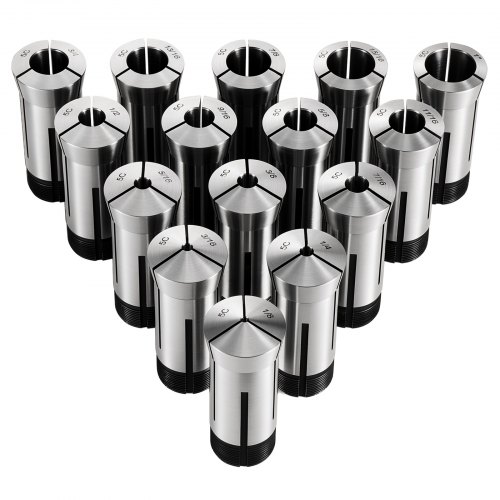 VEVOR 5C Spannzangen Set 1/8"-1" 15-tlg Präzisions-Rundspannzangen Typ 385E, für Fräsmaschinen & Bohrmaschinen, 0,0008" Rundlaufgenauigkeit, Drehfutterwerkzeug mit Koffer, Gehärtet & Geschliffen, Stahl