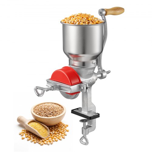 VEVOR Getreidemühle Manuell aus Gusseisen, Handkurbel Kornmühle mit Hohem Trichter & Tischklemme, Malzmühle Kaffeemühle Gewürzmühle für Kaffeebohnen Gewürze Weizen Mais Nüsse, inkl. Staubschutzhaube