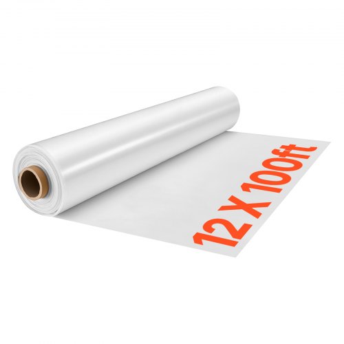 VEVOR Gewächshausfolie 3,7x30,5m Polyethylenfolie 0,143–0,152mm Tunnelfolie, für Landwirtschaft Gartenbau & Freilandpflanzen, Wasser- Sonnen- Frost- Wind- & Staubbeständig, Lichtdurchlässig, Meterware
