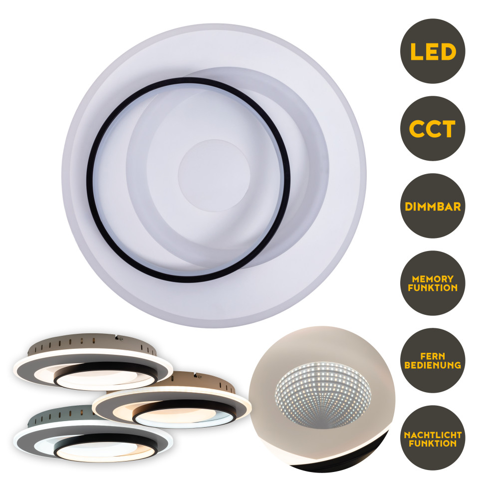 Light & More LED Deckenleuchte Lupin 3D-Effekt 40 W Metall warm-kaltweiß Bild 2